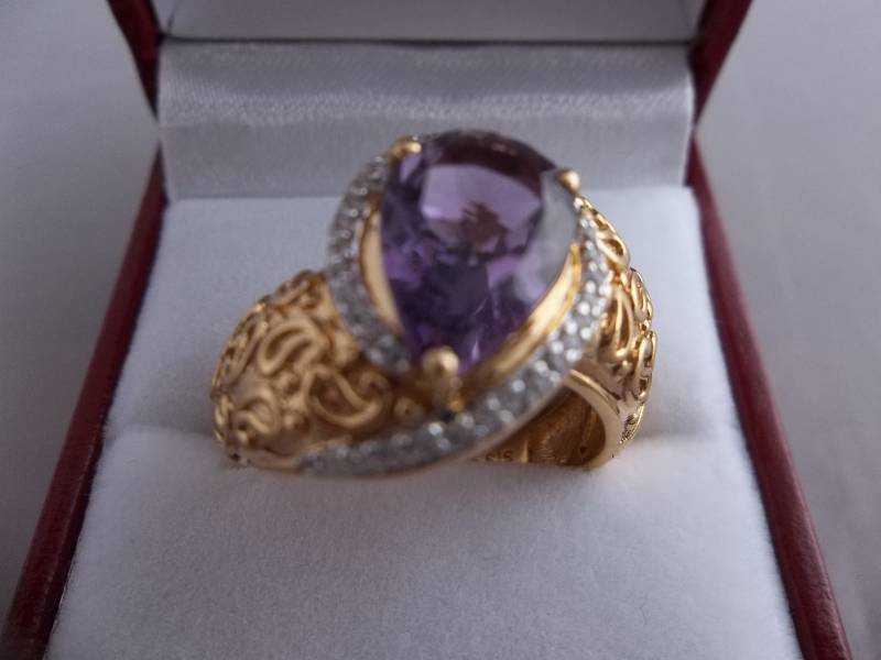 3.01ct Amethyst Pear Cut Ring