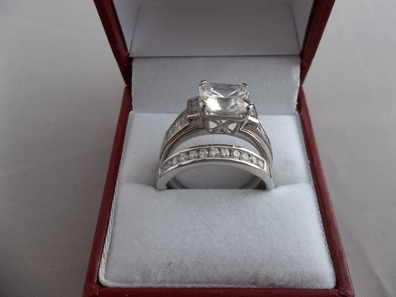 3.59ct Princess Cut White Sapphire Wedding Set