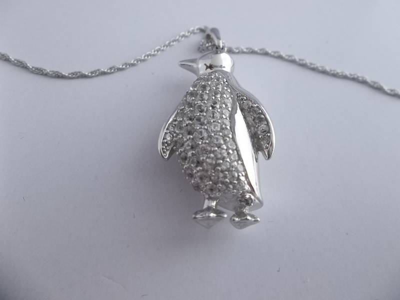 4.02ct White Sapphire Penguin Necklace