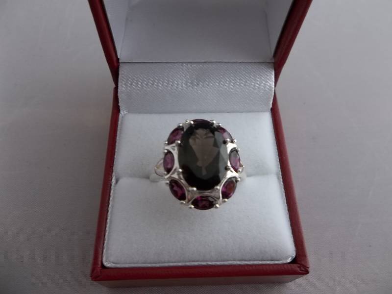 5.68ct Smokey Topaz & Amethyst Ring