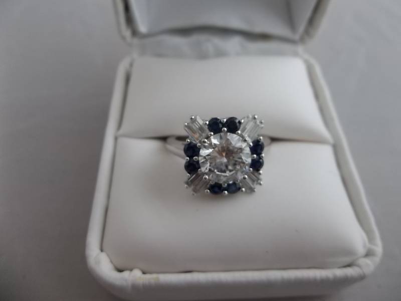 3.01ct Blue & White Sapphire Solitaire Ring