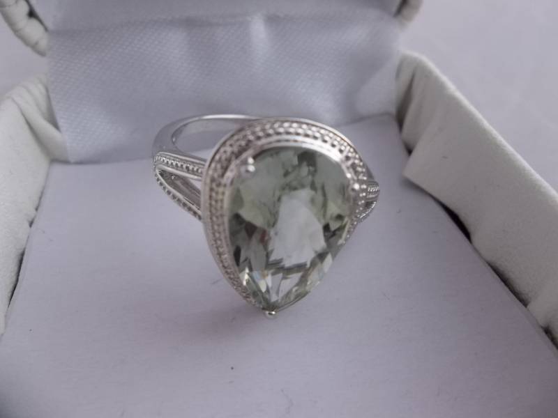 Large Green Sapphire Pear Cut Ring