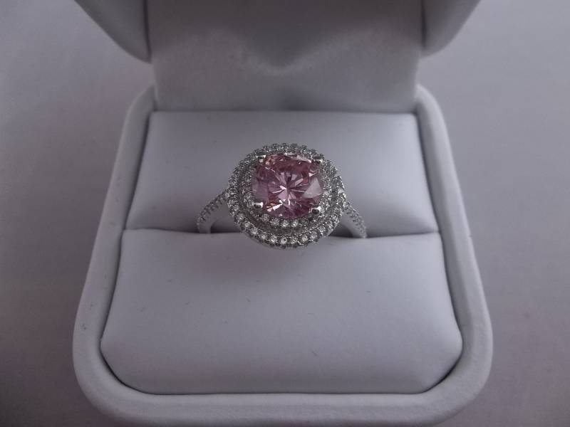 Pink Solitaire Halo Ring