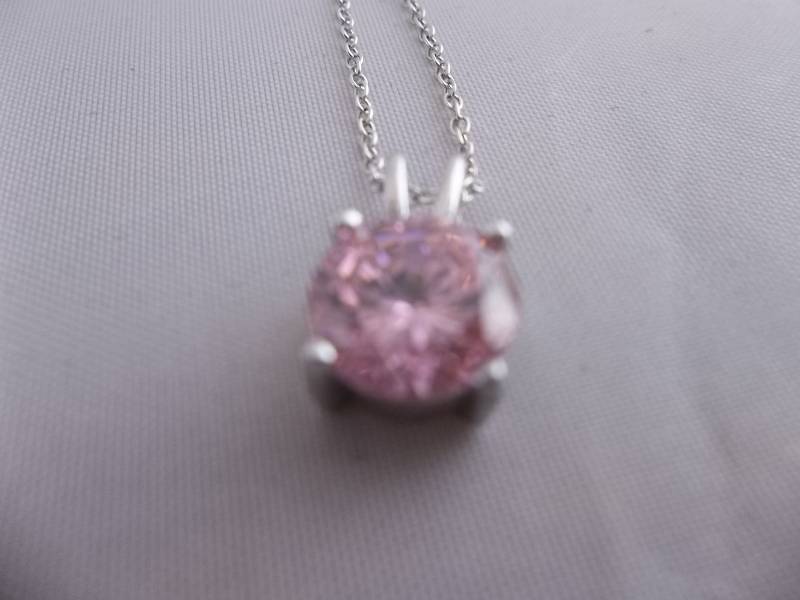 Pink Solitaire Halo Necklace