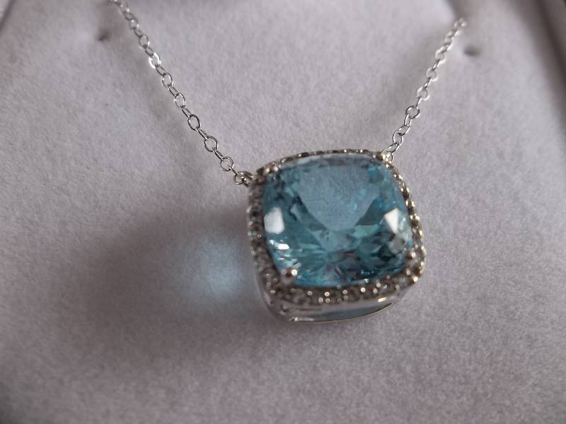 Blue Topaz Cushion Cut Necklace