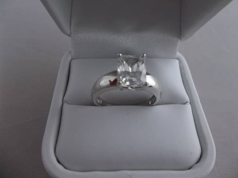 3ct Emerald Cut White Sapphire Solitaire Ring