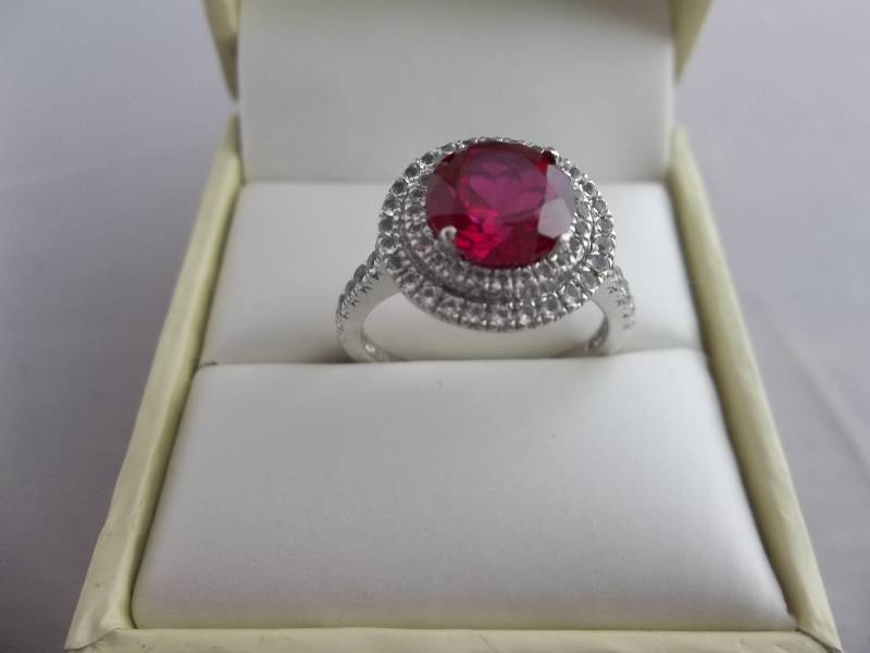 3ct Ruby Halo Ring