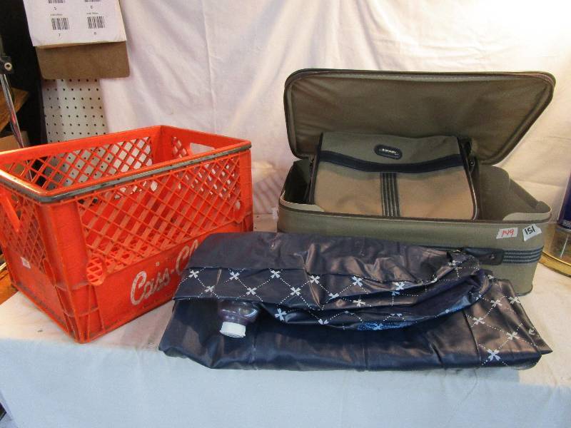 lot 149 image: Cass Clay Crate, Air Matress and Suit Case