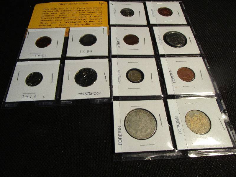 Proof Set of Coins and Foreign Coins