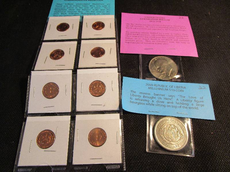 1977 Eisenhower Dollar, 2000 Republic of Liberia, US Treasury Commemortive Medallions