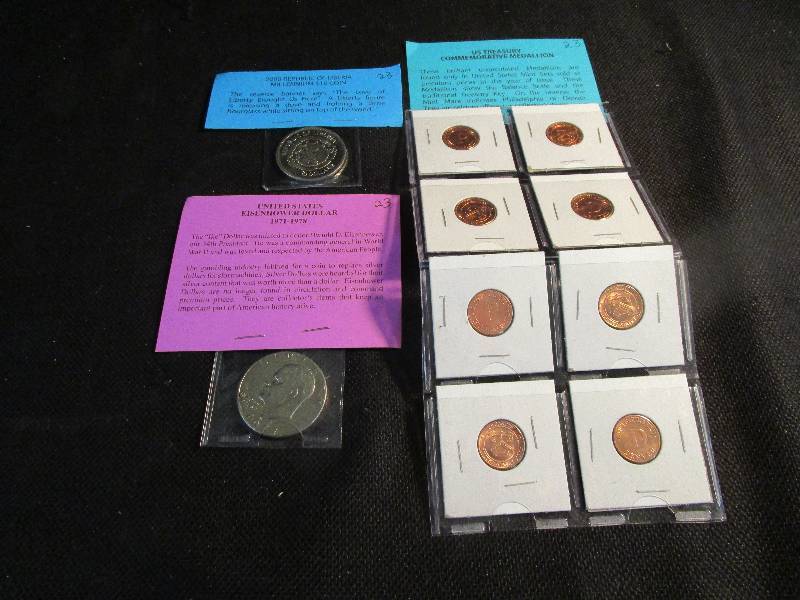 1977 Eisenhower Dollar, 2000 Republic of Liberia, US Treasury Commemortive Medallions