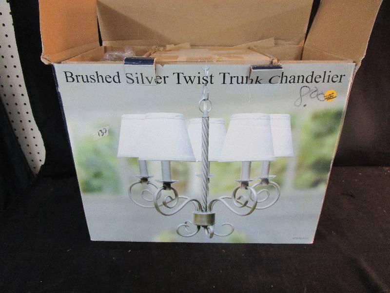 Brushed Silver Twist Trunk Chandelier