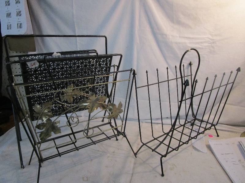 3-Vintage Metal Magazine Racks