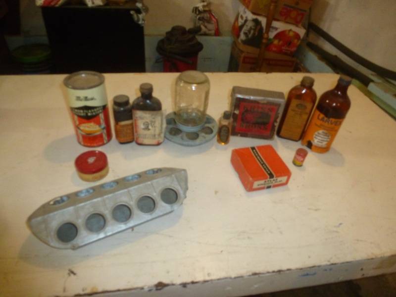 Assorted Antique Bottles, Canisters, Atomizer