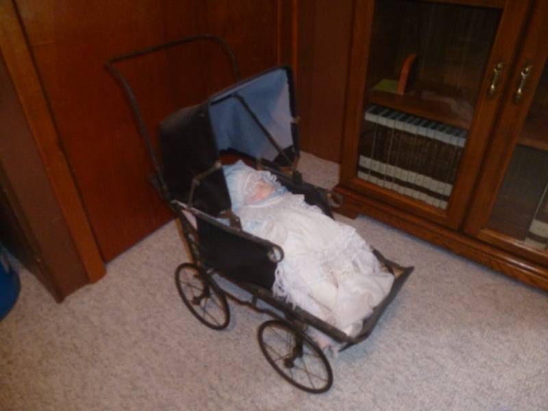 Antique Baby Stroller & Baby Doll