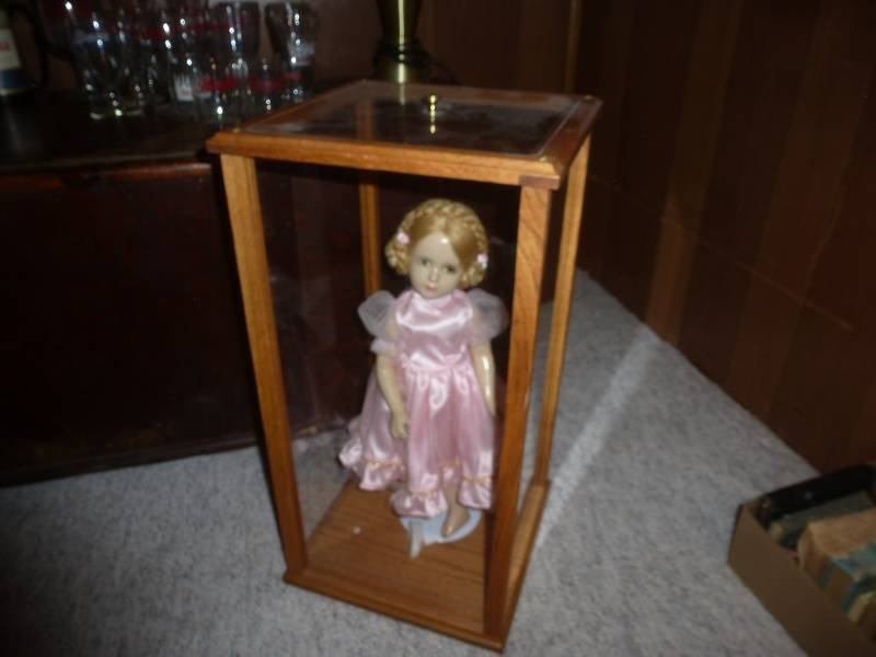 Antique Porcelain Doll in Display Case