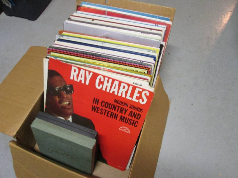 Box of record albums...