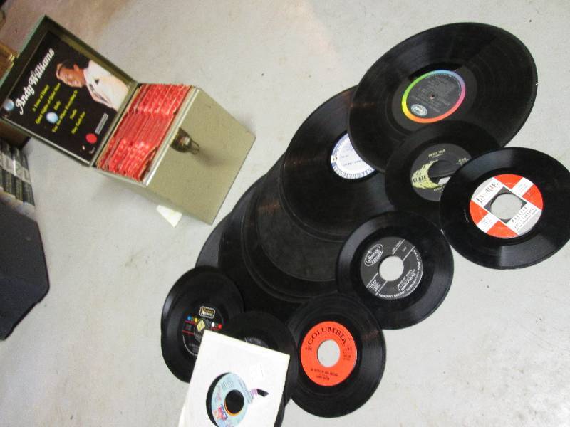 Lot of vinyl records and 45 case...