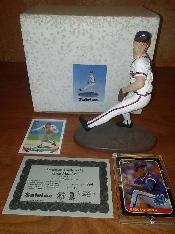 lot 10 image: 10 Greg Maddux Rookie Card and Salvino Statue