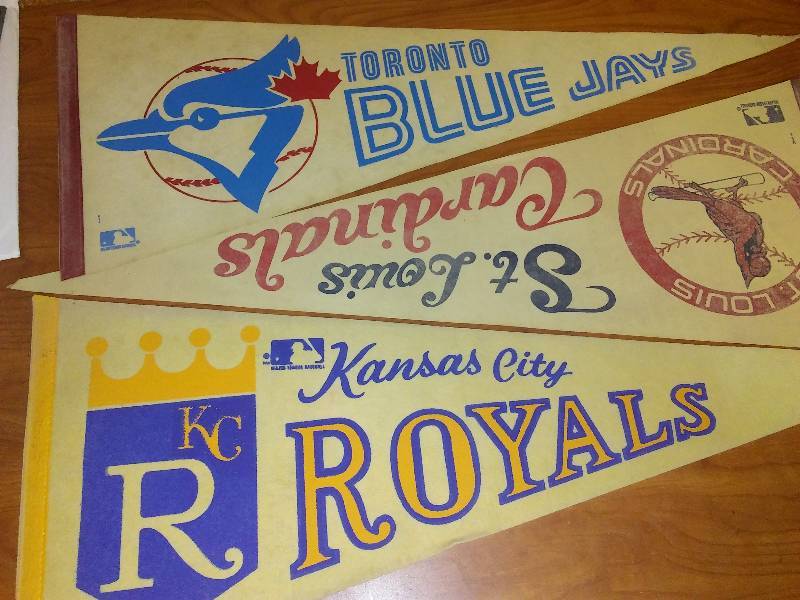 lot 61 image: MLB LARGE Pennants (3), vintage