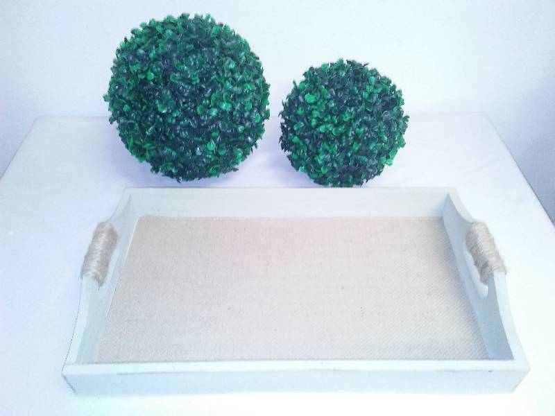 Burlap and wood Tray