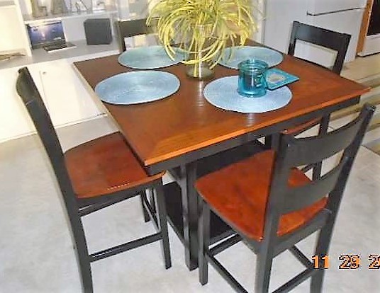 Hi-Top Square Table and Chairs (4), 42 in Square, Table 36 in. H, Chairs 40 in. to top of back