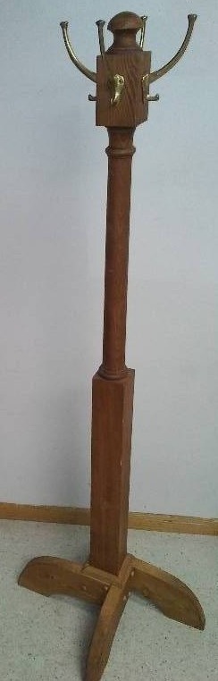 Coat Rack, 4 hook, heavy Wood Construction, 62 in. high