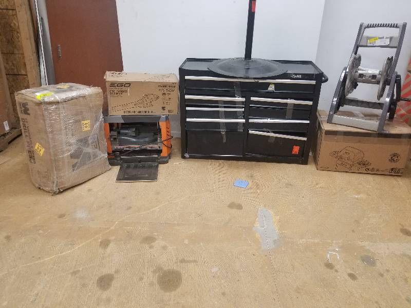 Salvage Tool Box-13 Planer Wen 12 Drill Press and Outdoor Items
