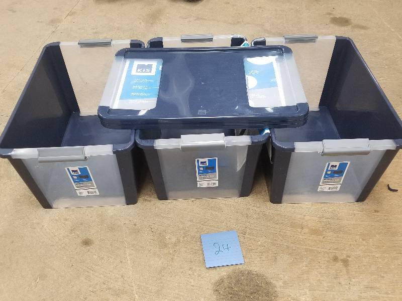 42.8 qt. Large Latching Storage Tote in Midnight Blue - Lot of 3