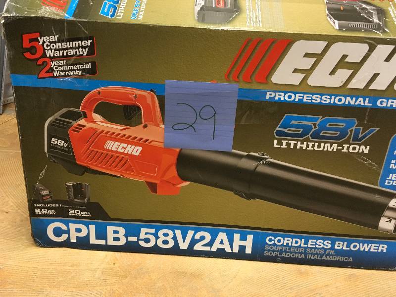 ECHO Professional Grade 58 Volt Lithium-Ion Cordless Blower used in working condition
