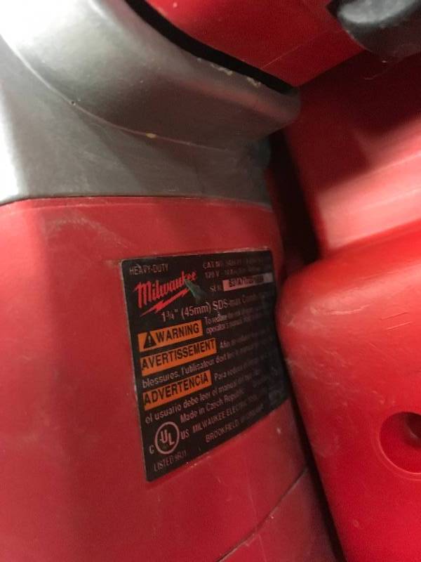 Milwaukee 1-34 Corded SDS Max Rotary Hammer used in working condition