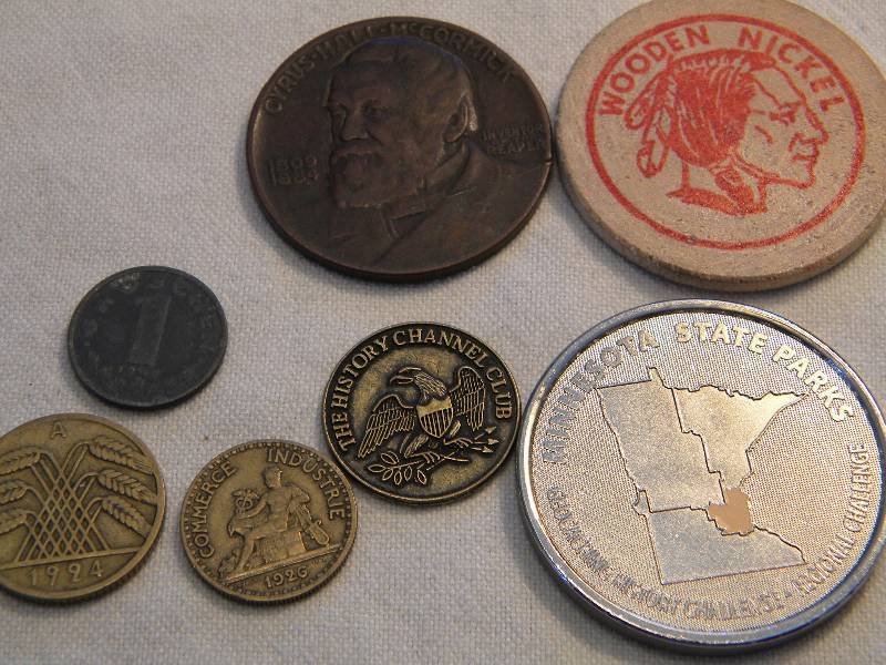 3 Foreign Coins & 4 Tokens