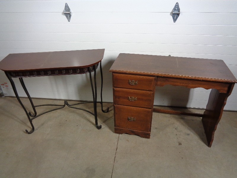 lot 18 image: Desk and Hall Table
