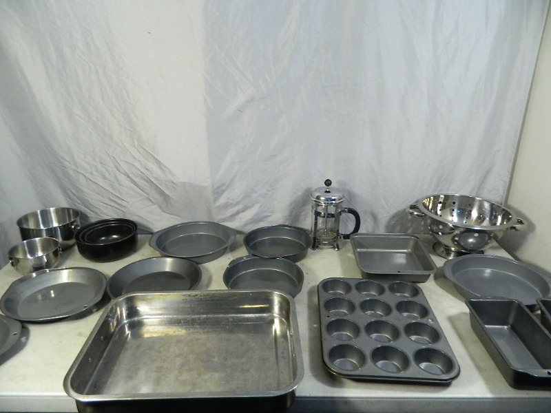 lot 163 image: Pyrex French Press, Baking Pans, More