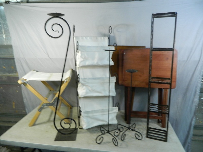 lot 183 image: TV Trays, Folding Stool, More