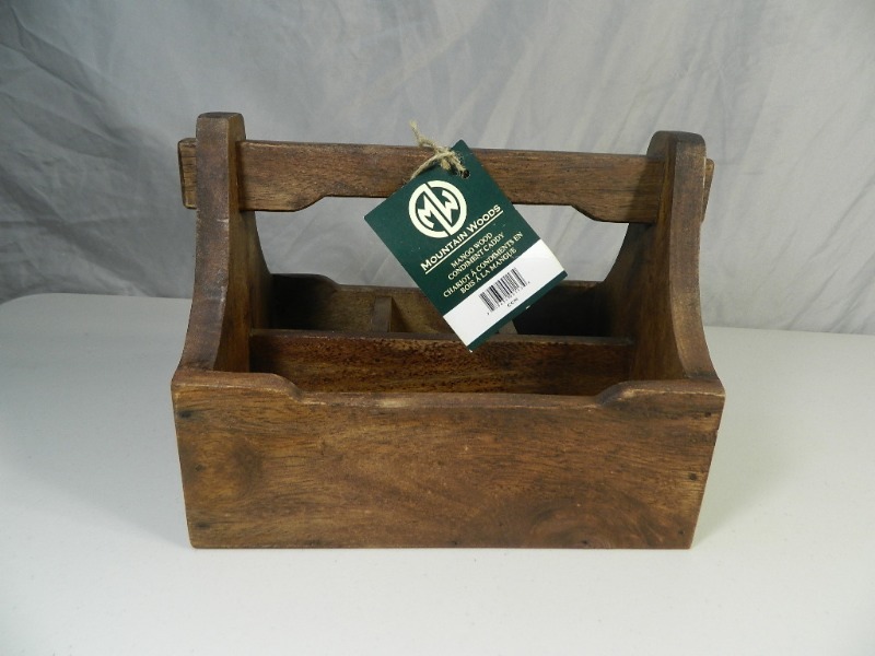 lot 38 image: New Mango Wood Condiment Caddy