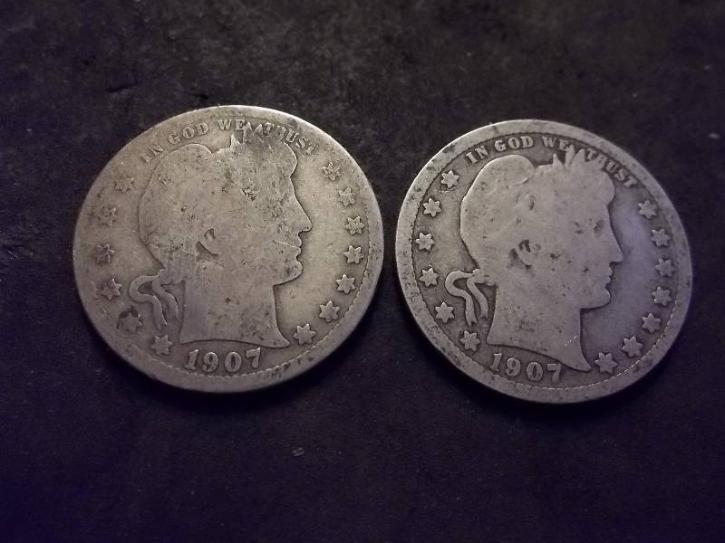 1907 D, 1907 O Barber Quarters