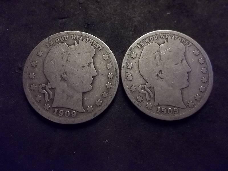 1909 D, 1909 S Barber Quarters