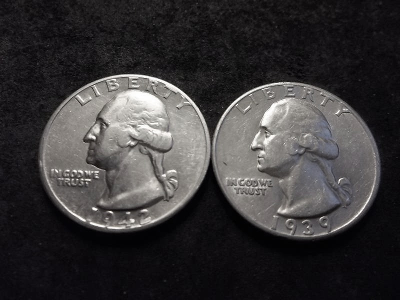 1939, 1942 D Washington Quarters