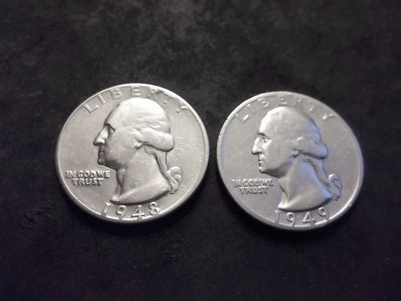 1948, 1949 D Washington Quarters