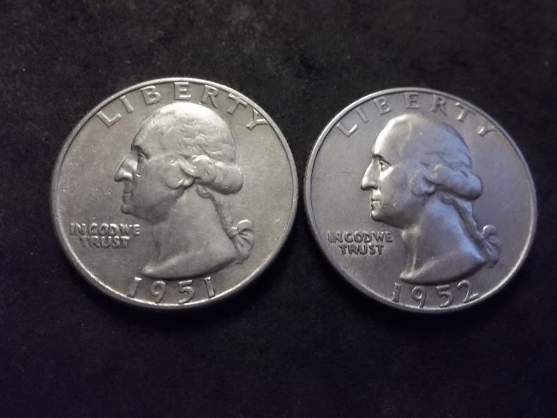 1951 D, 1952 S Washington Quarters