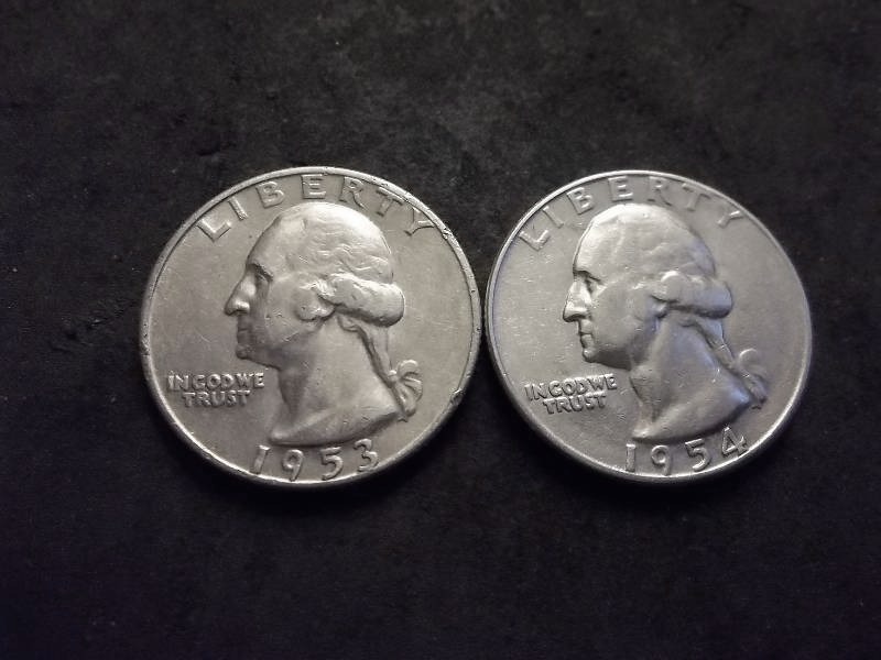 1953 D, 1954 S Washington Quarters