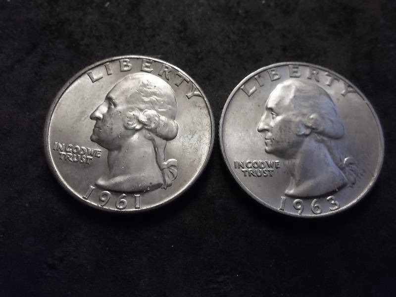 1961, 1963 D Washington Quarters