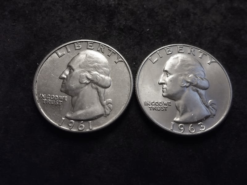 1961, 1963 D Washington Quarters