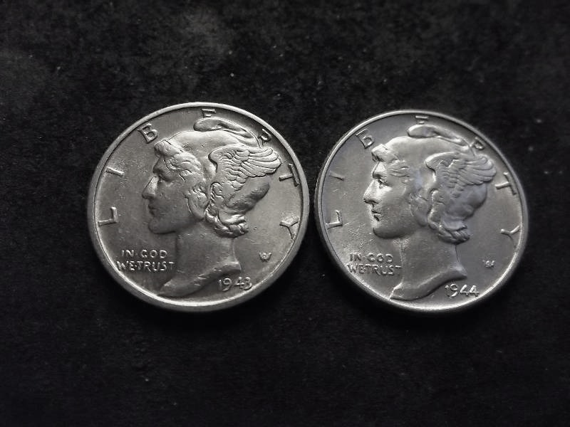 1943, 1944 Mercury Dimes