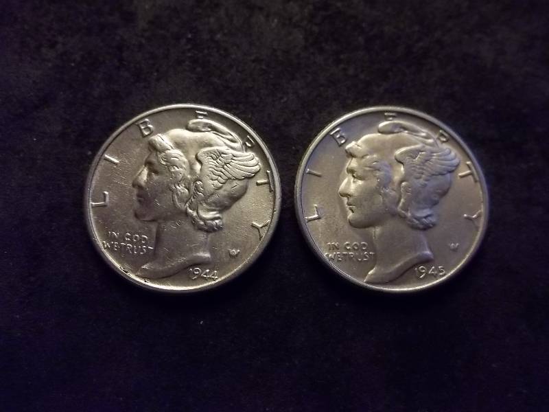1944, 1945 Mercury Dimes