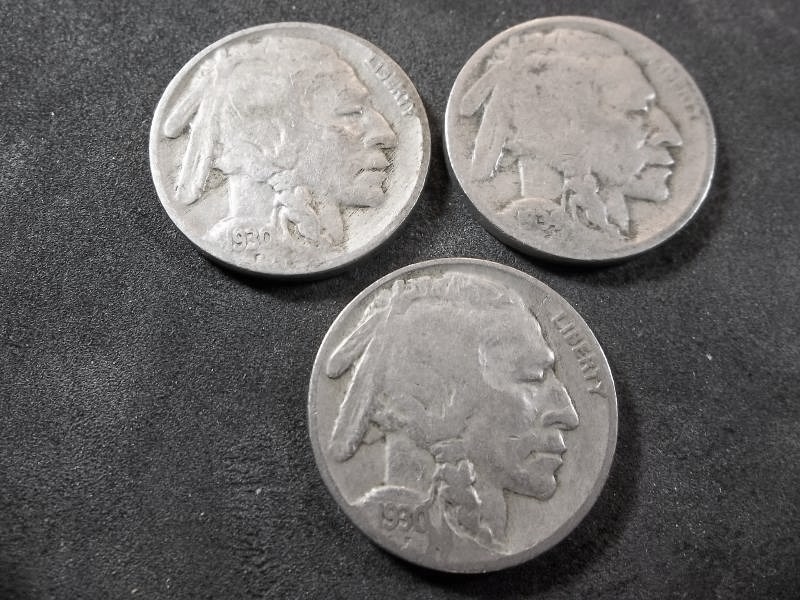 1930, 1930 S, 1934 D Buffalo Nickels