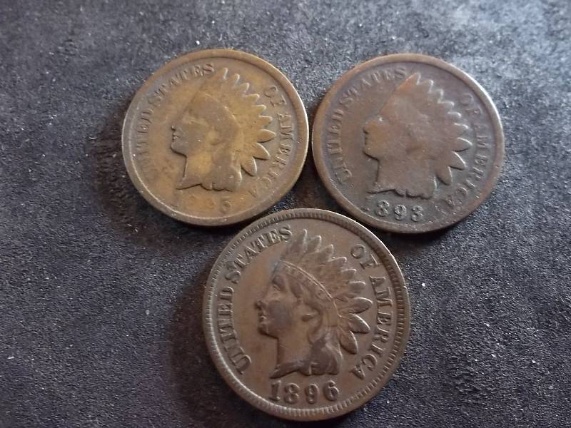 1893, 1896, 1895 Indian Head Cents