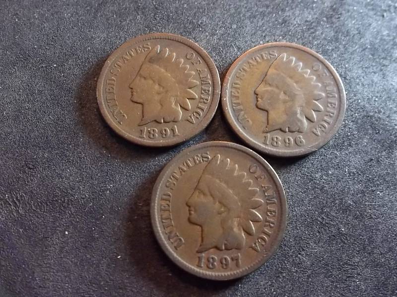 1891, 1896, 1897 Indian Head Cents