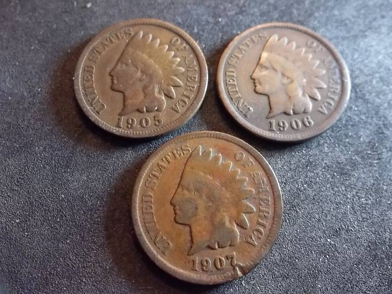 1905, 1906, 1907 Indian Head Cents